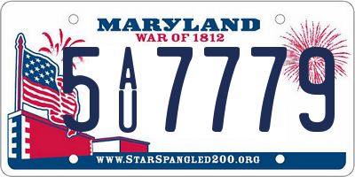 MD license plate 5AU7779