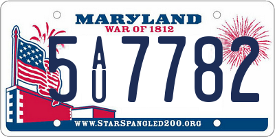 MD license plate 5AU7782