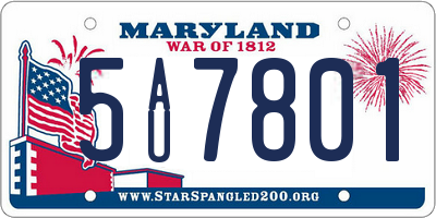 MD license plate 5AU7801