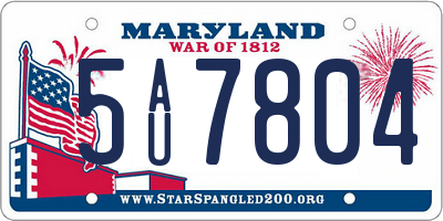 MD license plate 5AU7804