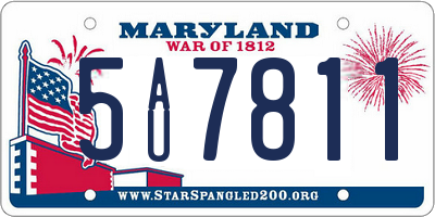 MD license plate 5AU7811