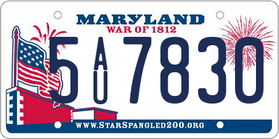 MD license plate 5AU7830