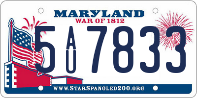 MD license plate 5AU7833