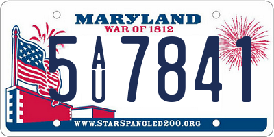 MD license plate 5AU7841