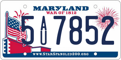 MD license plate 5AU7852