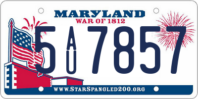 MD license plate 5AU7857