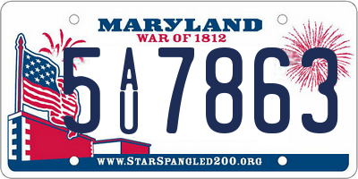 MD license plate 5AU7863