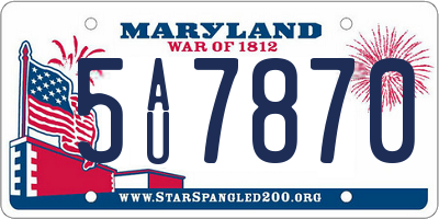 MD license plate 5AU7870