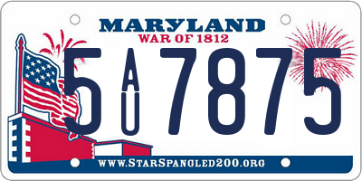 MD license plate 5AU7875