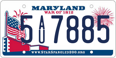 MD license plate 5AU7885