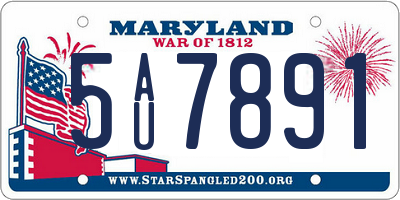 MD license plate 5AU7891