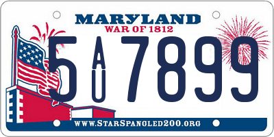 MD license plate 5AU7899