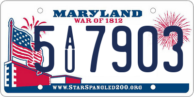 MD license plate 5AU7903