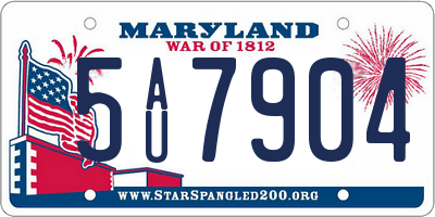 MD license plate 5AU7904
