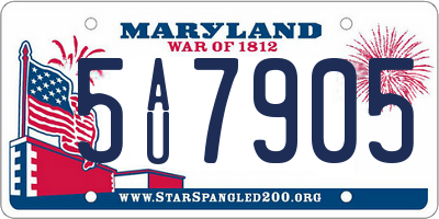 MD license plate 5AU7905