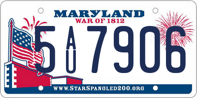 MD license plate 5AU7906