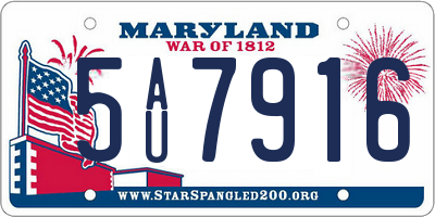 MD license plate 5AU7916