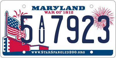 MD license plate 5AU7923