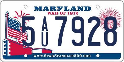 MD license plate 5AU7928