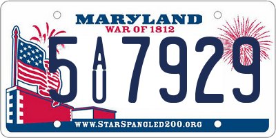 MD license plate 5AU7929