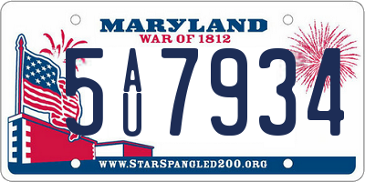 MD license plate 5AU7934