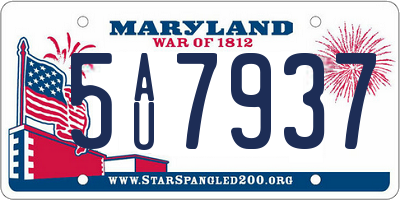MD license plate 5AU7937