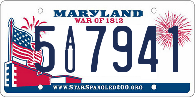 MD license plate 5AU7941