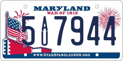 MD license plate 5AU7944