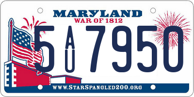 MD license plate 5AU7950