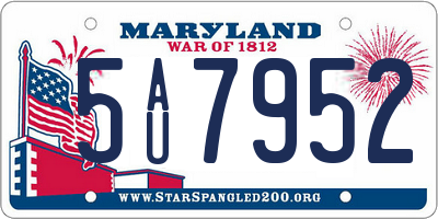 MD license plate 5AU7952