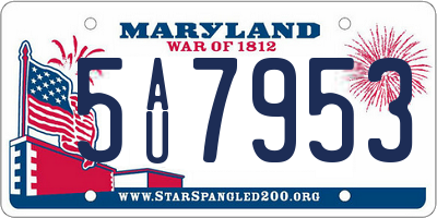 MD license plate 5AU7953