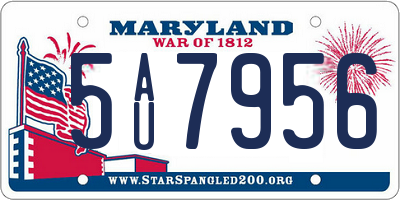 MD license plate 5AU7956
