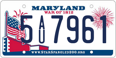 MD license plate 5AU7961