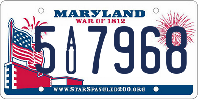MD license plate 5AU7968