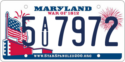 MD license plate 5AU7972
