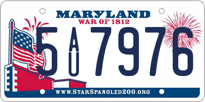 MD license plate 5AU7976