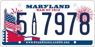 MD license plate 5AU7978