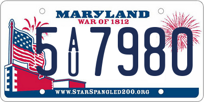 MD license plate 5AU7980