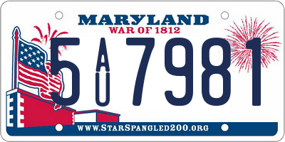 MD license plate 5AU7981