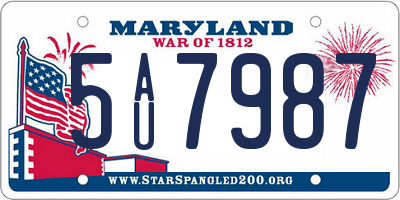 MD license plate 5AU7987