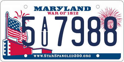 MD license plate 5AU7988