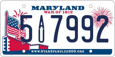 MD license plate 5AU7992