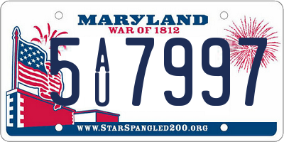 MD license plate 5AU7997