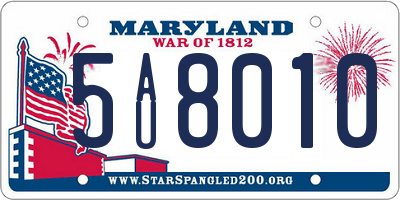 MD license plate 5AU8010