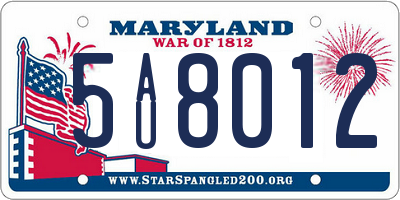 MD license plate 5AU8012