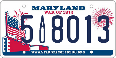 MD license plate 5AU8013