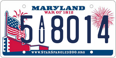 MD license plate 5AU8014