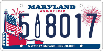 MD license plate 5AU8017