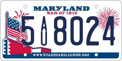 MD license plate 5AU8024