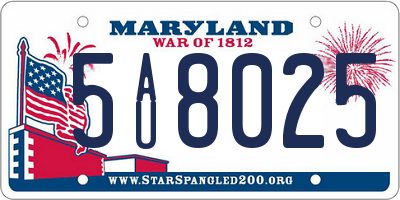 MD license plate 5AU8025